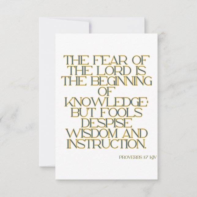 Sprichwörter 1:7 KJV Bibelschrift Gruß Karte (Vorderseite)