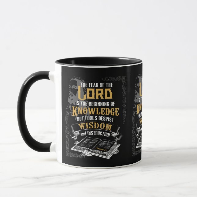 Sprichwörter 1:7 KJV Bibelverse Zwei-Tone Tasse (Links)