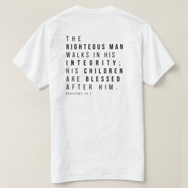 Sprichwörter 20:7 Die Verse des rechten Menschenva T-Shirt (Design Rückseite)