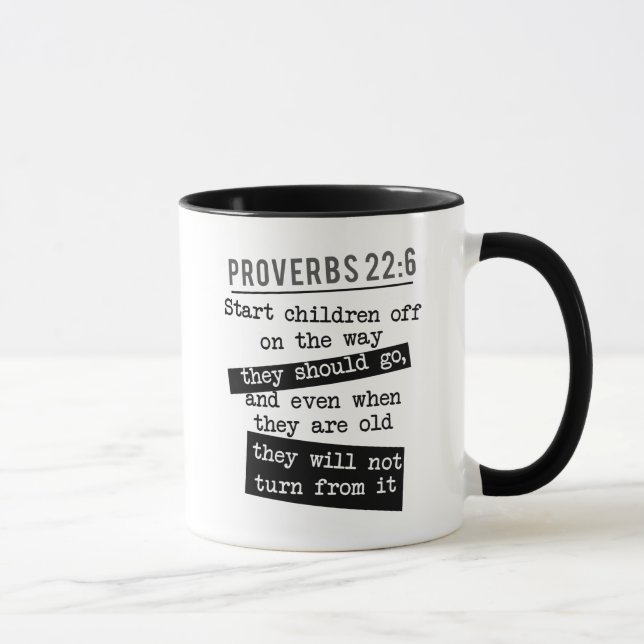 Sprichwörter 22:6 christliche Bibelabstammung Tasse (Rechts)