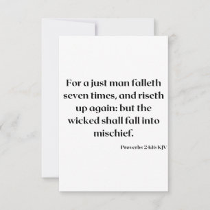 Sprichwörter 24:16 KJV Bibelschrift Gruß Karte