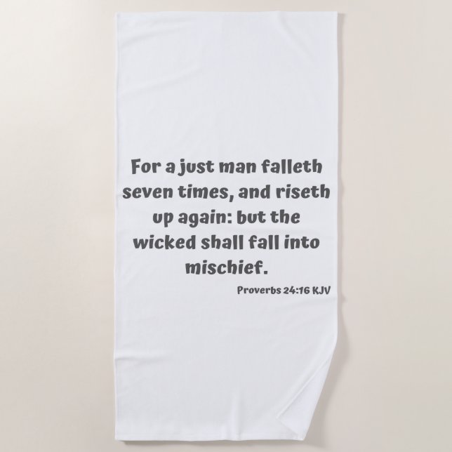 Sprichwörter 24:16 KJV Bible Verse Scripture Strandtuch (Vorderseite)