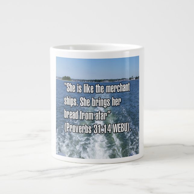 Sprichwörter 31:14 WEBU-Tasse Jumbo-Tasse (Vorderseite)