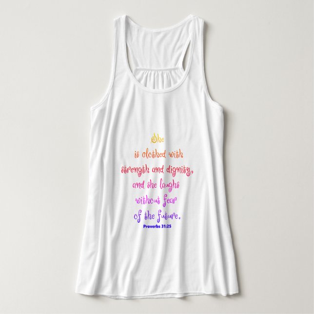 Sprichwörter 31:25 (FEARLESS) Tank Top (Design Vorderseite)