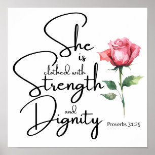 Sprichwörter 31:25 Sie ist bekleidet Bibelverse Bl Poster
