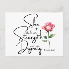 Sprichwörter 31:25 Sie ist bekleidet Bibelverse Bl Postkarte