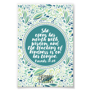 Sprichwörter 31:26 Lehren von Kindness-Schrift Fotodruck