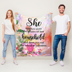 Sprichwörter 31:27 Muttertagsschrift Fleecedecke