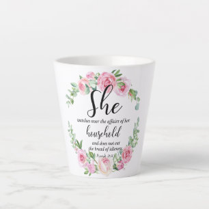 Sprichwörter 31:27 Muttertagsskriptur Rosa Blumens Milchtasse