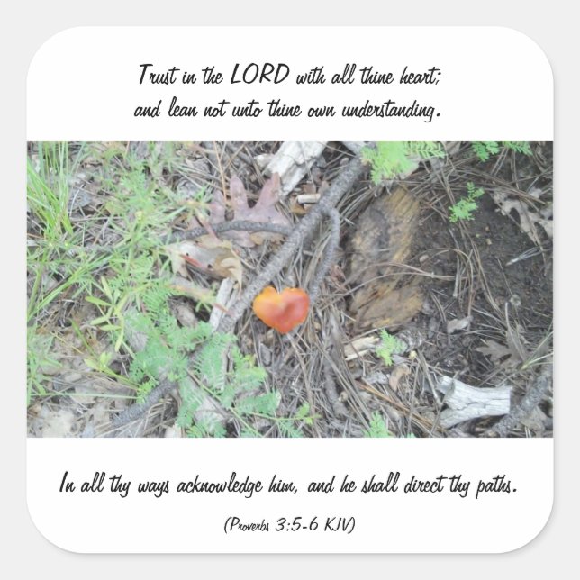 Sprichwörter 3:5-6 quadratischer aufkleber (Vorderseite)