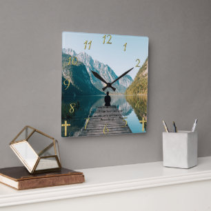 Sprichwörter 3:5 auf dem Dock Quadratische Wanduhr