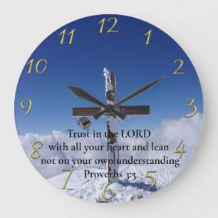 Sprichwörter 3:5 Berg Peak Cross Große Wanduhr