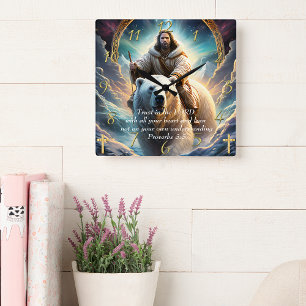 Sprichwörter 3:5 Christlicher Glaube Jesus tragen Quadratische Wanduhr