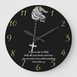 Sprichwörter 3:5-Händekreuz Große Wanduhr