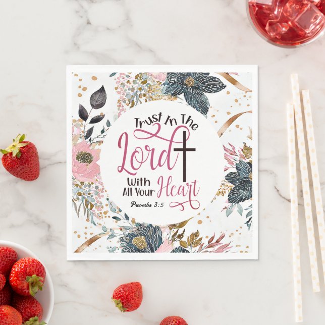 Sprichwörter 3:5 Vertrauen in die Lord Bible Verse Serviette (Beispiel)