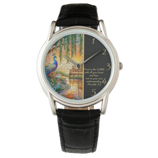 Sprichwörter 3:5 Weiße Kirche Armbanduhr (Vorderseite)