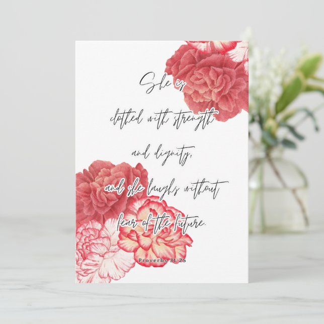 Sprichwörter, religiöse Karte, Frauenkarte Feiertagskarte (Stehend Vorderseite)