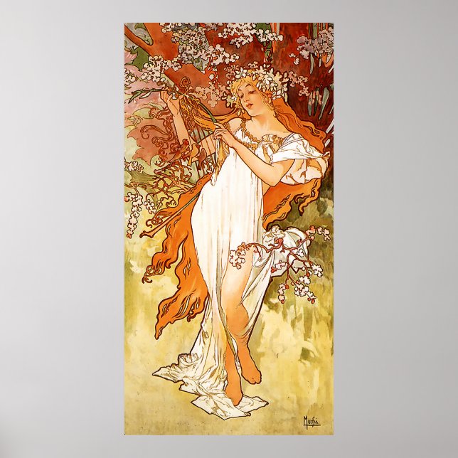 Spring Alfons Mucha Art Nouveau Poster (Vorne)
