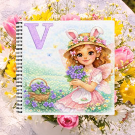 Spring Alphabet Letter V Fairy Violet Flowers Notizbuch