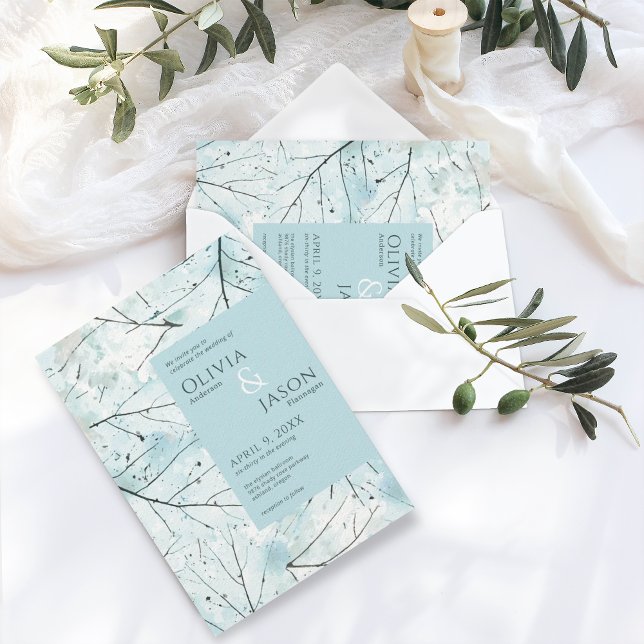 Spring Aqua Türkis Abstrakte Blume Einladung (Von Creator hochgeladen)