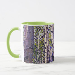 Spring Aspen Tree Woodland Purple Green Coffee Tasse