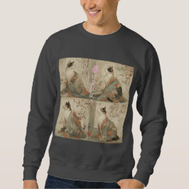 "Spring at Dawn" Japanese Cat in Kimono Art Sweatshirt