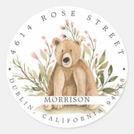 Spring Baby Dusche | Holz-Rücksendeadresse Runder Aufkleber