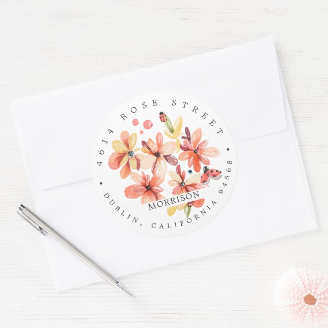 Spring Baby Dusche | Ladybug-Rücksendeadresse Runder Aufkleber (Umschlag)