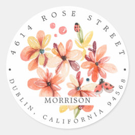 Spring Baby Dusche | Ladybug-Rücksendeadresse Runder Aufkleber