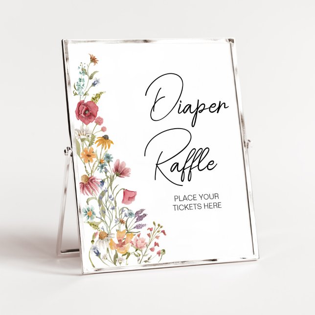 Spring Baby in Bloom Baby Duwer Diaper Raffle Poster (Boho Wildflower Baby Shower Diaper Raffle Sign)