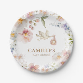 Spring Baby in Blütendusche Pappteller