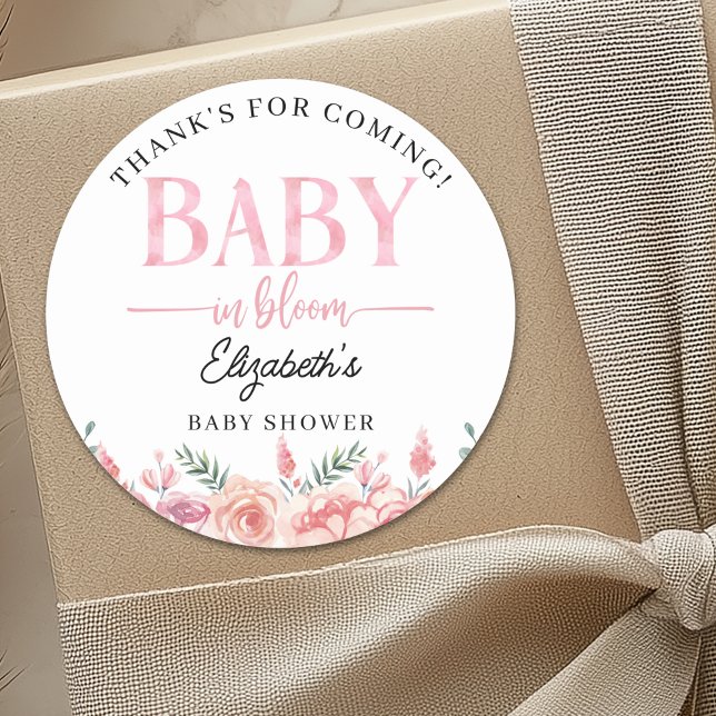 Spring Baby Shower – Baby in Bloom Runder Aufkleber (Von Creator hochgeladen)