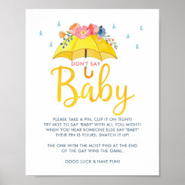 Spring Baby Shower Game Poster - "Don't Say Baby"