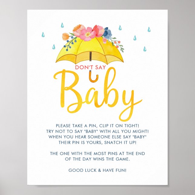 Spring Baby Shower Game Poster - "Don't Say Baby" (Vorne)