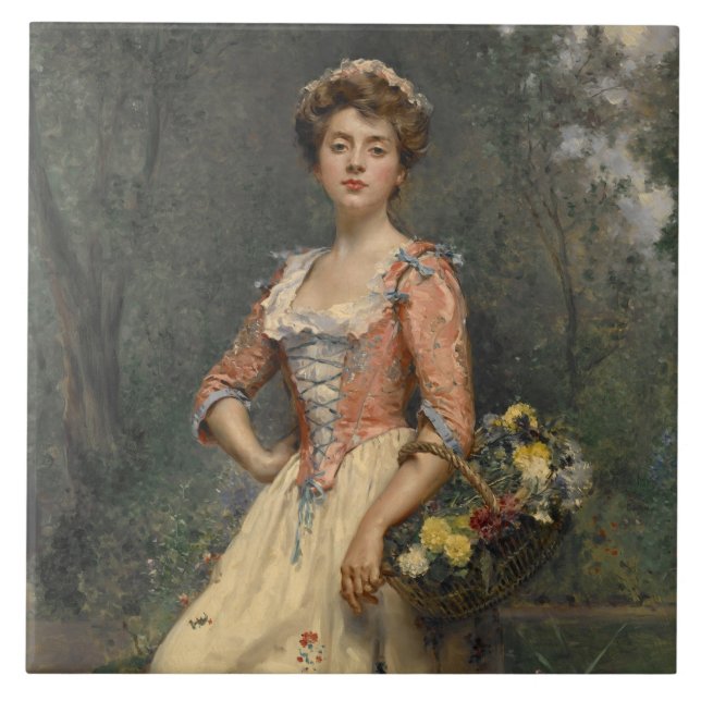 Spring Beauty (von Raimundo de Madrazo y Garreta) Fliese (Vorderseite)