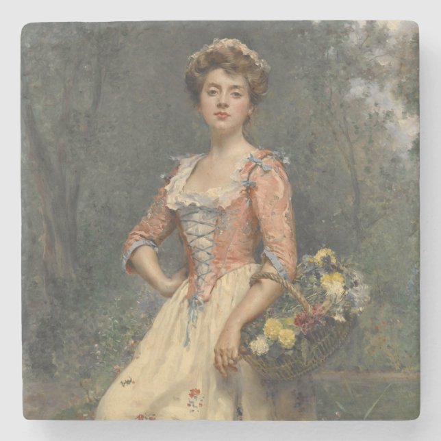 Spring Beauty (von Raimundo de Madrazo y Garreta) Steinuntersetzer (Vorderseite)