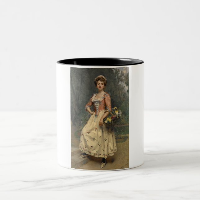 Spring Beauty (von Raimundo de Madrazo y Garreta) Zweifarbige Tasse (Mittel)