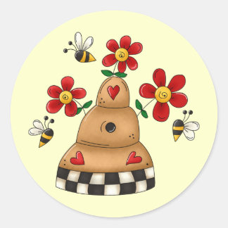 Spring Beehive Runder Aufkleber