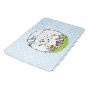 Spring Bichon Frise Hund mit Blume - Niedlich Badematte