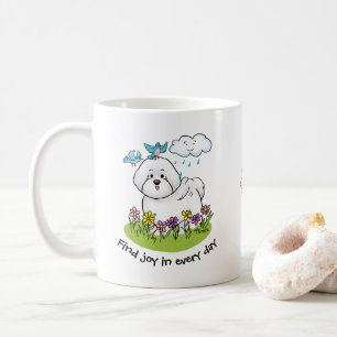 Spring Bichon Frise Hund mit Blume - Niedlich Kaffeetasse