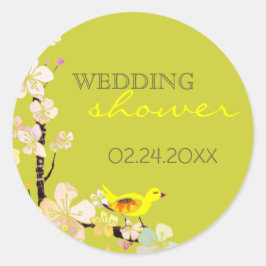 Spring Bird Green Brautparty Runder Aufkleber