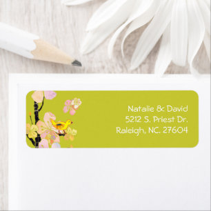 Spring Bird Light Green Wedding Rücksendeadresse