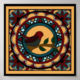 Spring Bird Mandala-Print Poster
