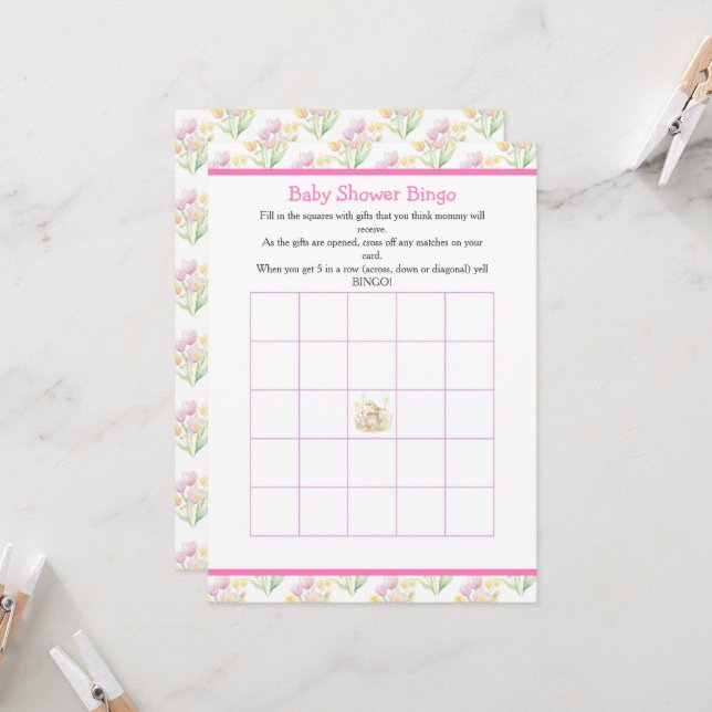 Spring Bird Watering Can Baby Dusche Einladung (Vorderseite/Rückseite Beispiel)