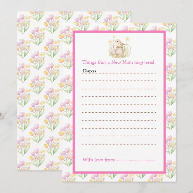 Spring Bird Watering Can Baby Dusche Einladung (Vorne/Hinten)