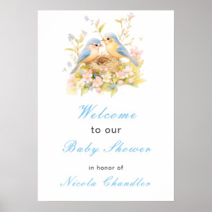 Spring Birds Baby Dusche Poster