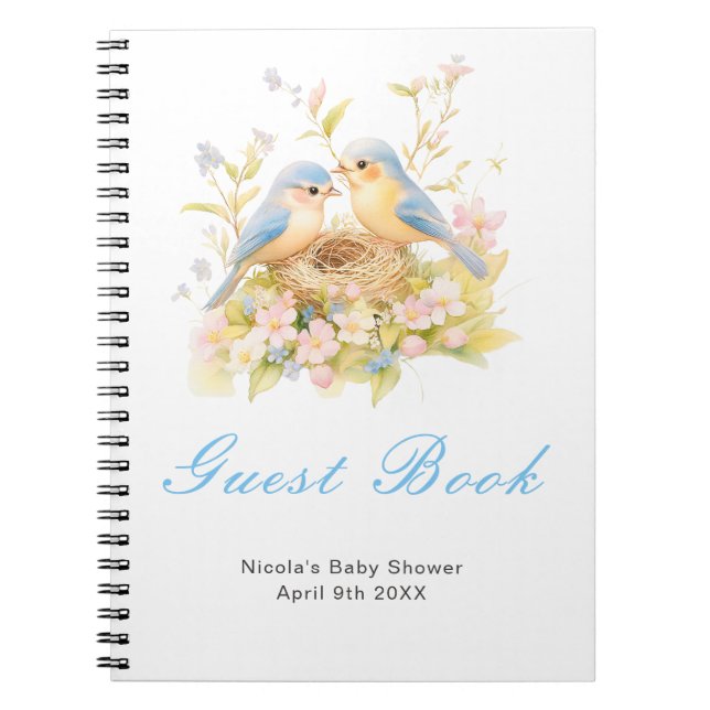 Spring Birds Baby Shower Guest Book Notizblock (Vorderseite)