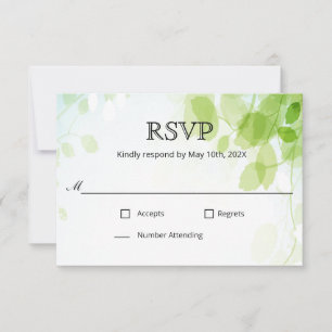 Spring Blätter Watercolor Wedding RSVP