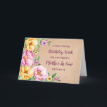 Spring Bllower Mother in Law Birthday Card Karte<br><div class="desc">Hübsche und nachdenkliche Grußkarte für Ihre Mutter im Geburtstag des Gesetzes mit gelben,  lila und rosa Frühlingsblumen,  rustikalem Aquarellmuster und handgeschriebenem Stiltext.</div>