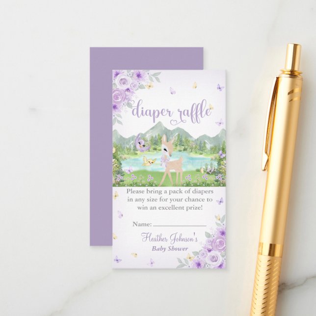 Spring Bloom and Butterflies Deer Baby Shower  Begleitkarte (Vorderseite/Rückseite Beispiel)